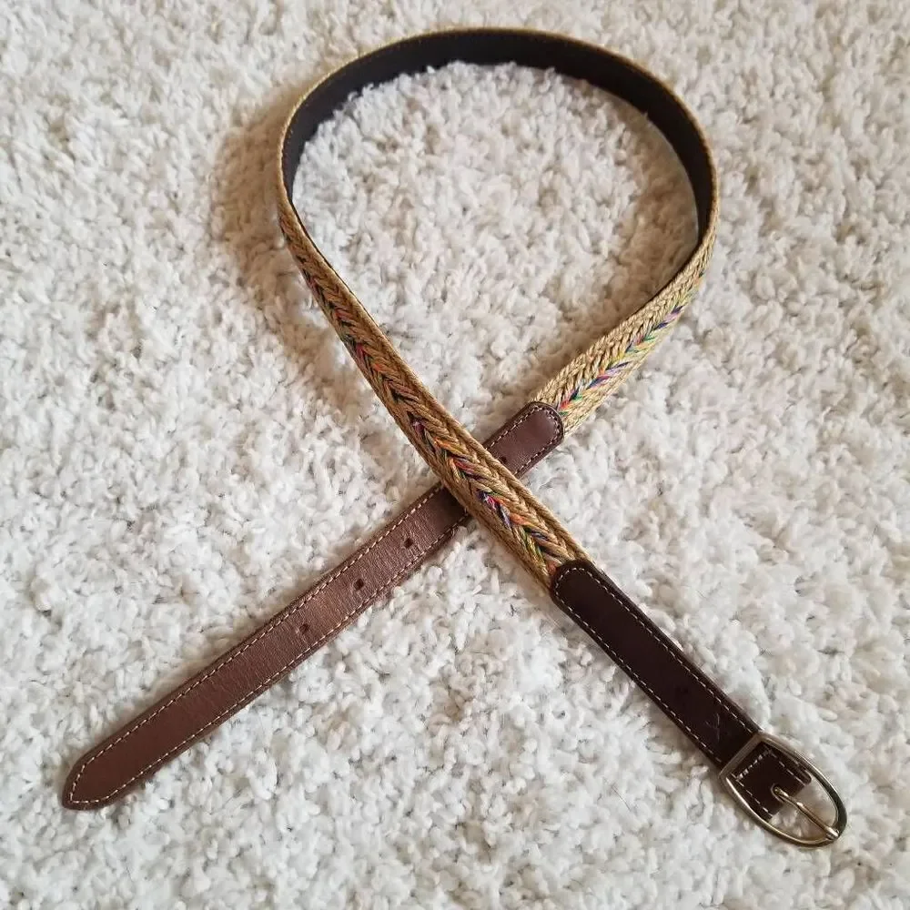 Vintage Eddie Bauer Leather + Woven Belt S